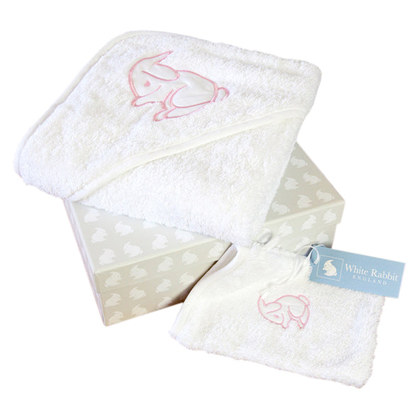 soft white bath towel for baby  gift with rabbit motif