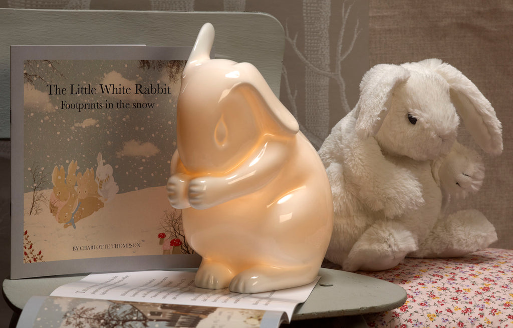rabbit lamp book and rabbit soft toy